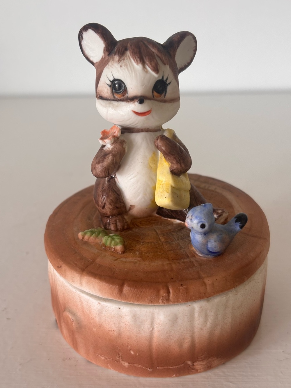 Vintage Anthropomorphic Bear Porcelain Trinket Dish